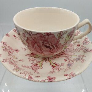 Johnson Bros Rose Chintz Cup & Saucer Set Hand Engraved Genuine Made In England